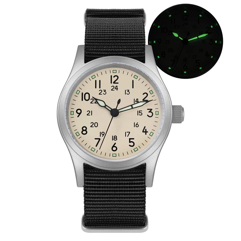 Militado ML05 Vintage Watch VH31 Sweep Second Movement Domed Sapphire Crystal With High Clear AR Coating Luminous 38mm Watches