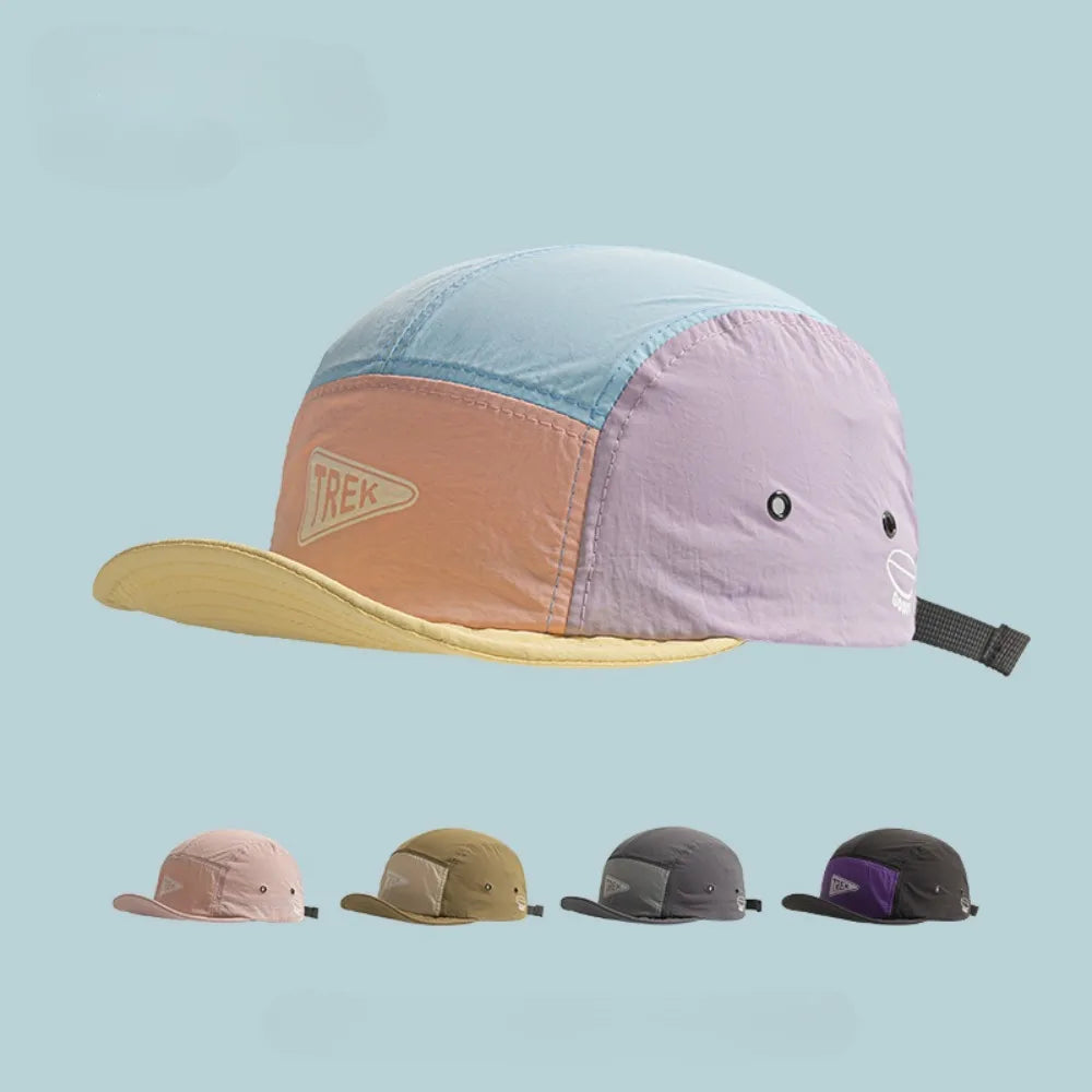 Casquette de baseball à 5 panneaux et à visière courte, brodée - Casquette de soleil pour femme, en maille respirante à séchage rapide, légère, élégante et polyvalente