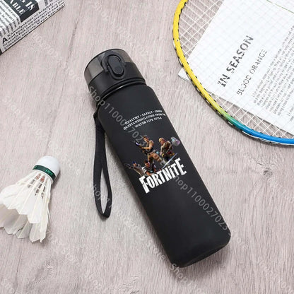 Garrafa de água desportiva Fortnites de 650ML, kawaii, motivacional, à prova de fugas, portátil e reutilizável, para exterior, viagens e ginásio, novo presente giro
