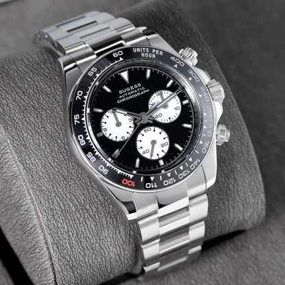 Sugess Panda Chronograph Movement Automatic Mechanical Chronograph Wristwatch Waterproof Diving Men Watches Ceramic Bezel Tona