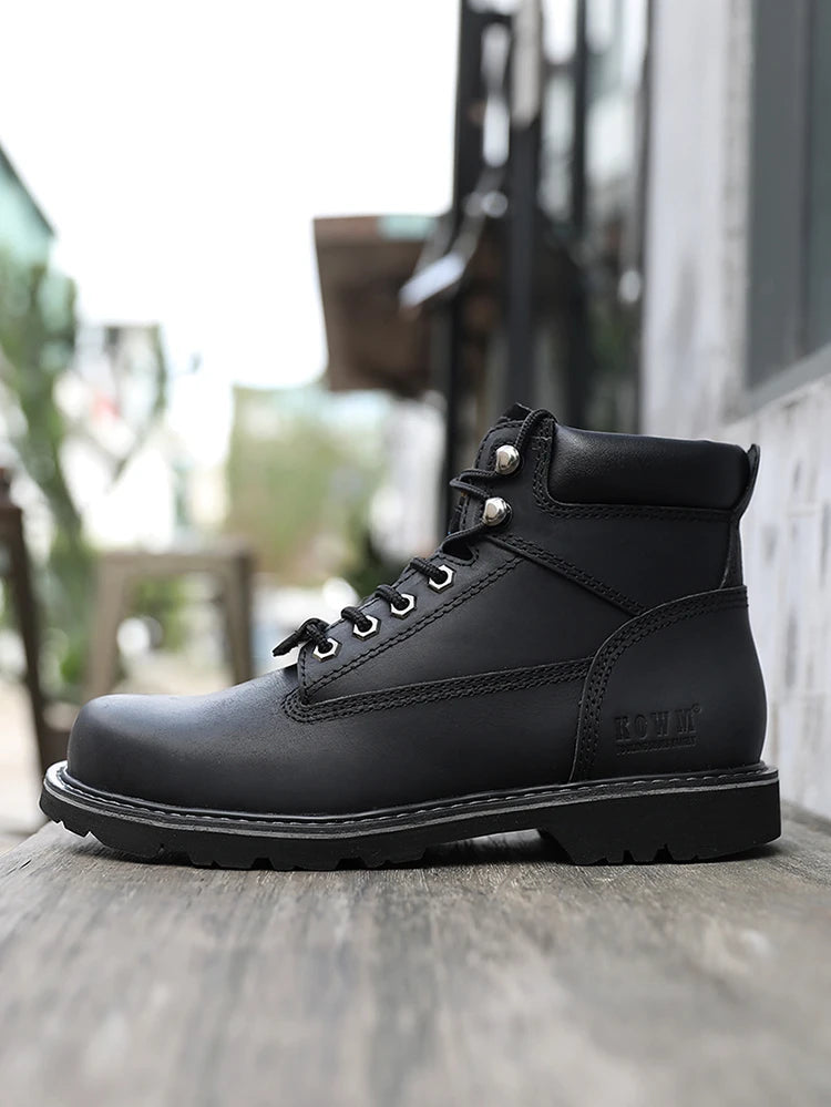 KOWM Cowhide Outdoor Men Hiking Shoes Waterproof Tactical Desert shoes Hunting Boots Snow Boots Fur Sneaker Women Trekking Shoes
