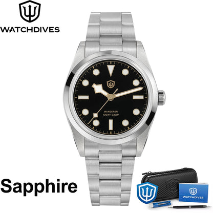 Watchdives WD1016 V3 Watch 37mm VH31 Sweep Quartz Movemet Stainless Steel Watch Waterproof Luminous Sapphire Men Wristwatch