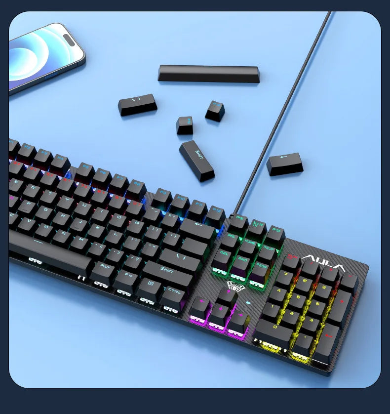 Wired Mechanical keyboard Gamer USB Keyboards gaming Backlit Musical 100% Computer 104 keys keyboard Ergonomic PC keyboard