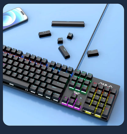Wired Mechanical keyboard Gamer USB Keyboards gaming Backlit Musical 100% Computer 104 keys keyboard Ergonomic PC keyboard
