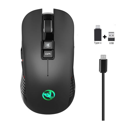 Rato gaming sem fios 2.4G USB-C recarregável 3600DPI, 7 botões, Type-C, silencioso, para MacBook, portátil, PC e computador