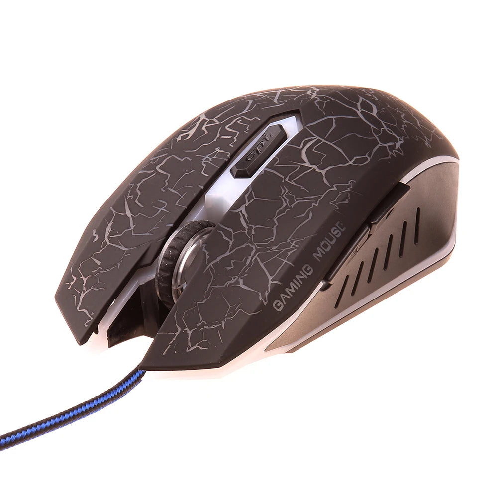Rato gaming com fios USB 2400 DPI, rato profissional para gamer com retroiluminação LED, rato ergonómico para computador, PC, portátil e MacBook