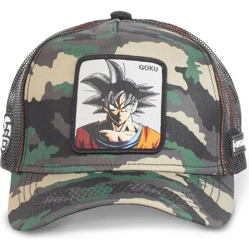 Casquette Dragon Ball Son Goku pour l'été : casquette de voyage à visière, pour homme, brodée, style hip-hop, visière pare-soleil, casquette trucker ajustable en maille