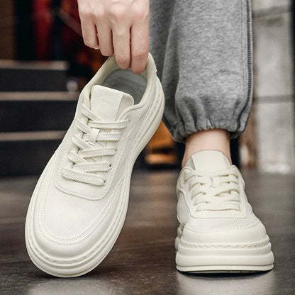 British Style Casual Leather Shoes Men Classic Soft Leather Breathable Lace-Up Walking Shoes Flat Brand Minimalist Driving Shoes