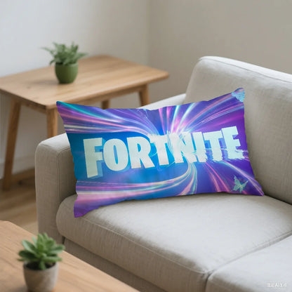 Capa de almofada retangular com logótipo do jogo F-FORTNITE — fronha estampada para cabeceira, sofá, quarto e decoração de casa