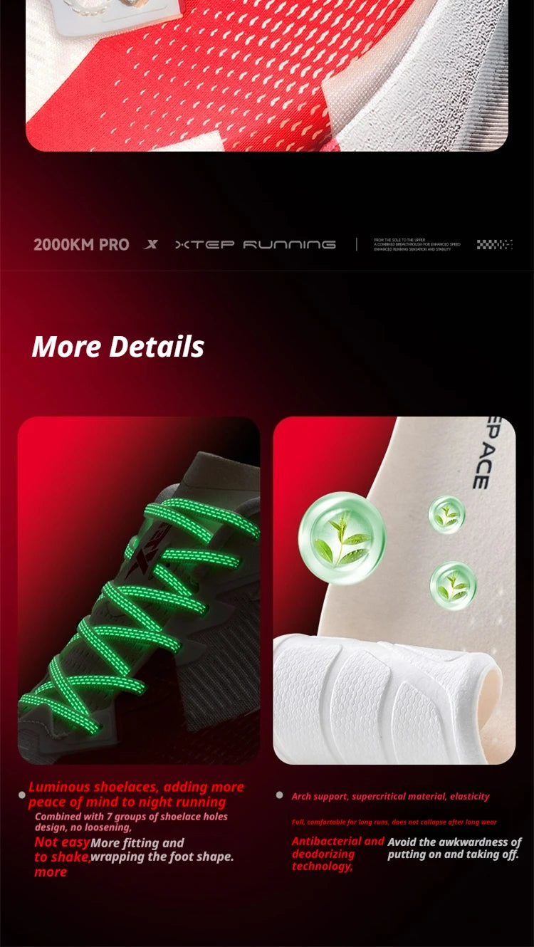 XTEP 2000km PRO Sapatilhas de Corrida para Homem 2026 Primavera Suavidade Durabilidade Estabilidade Conforto Leves Sapatilhas Desportivas Masculinas 874219110026