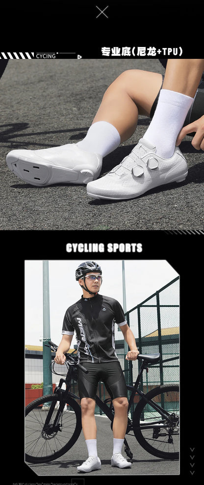 Speed Cycling Sneaker Men's Road Cycling Shoes Cleat Shoes Spd Shoes Cycling Flat Pedal Shoes Man Bike Outdoor Footwear White