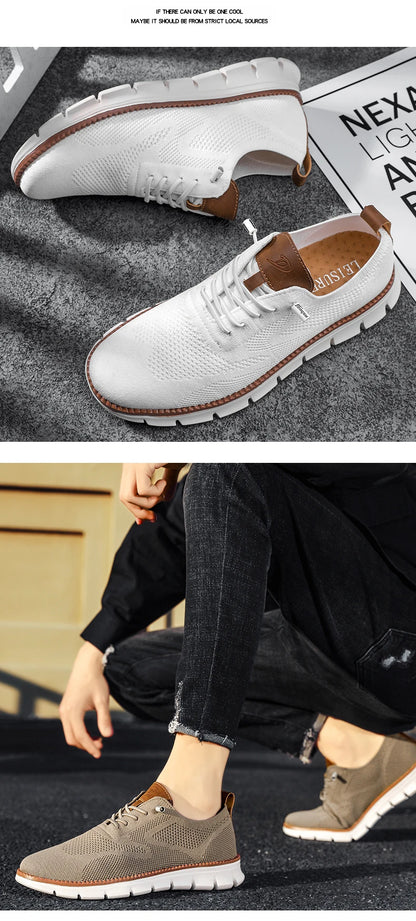 New men's large-sized casual shoes - Fly-Weave mesh breathable sports shoes, lightweight and slip-resistant men's shoes