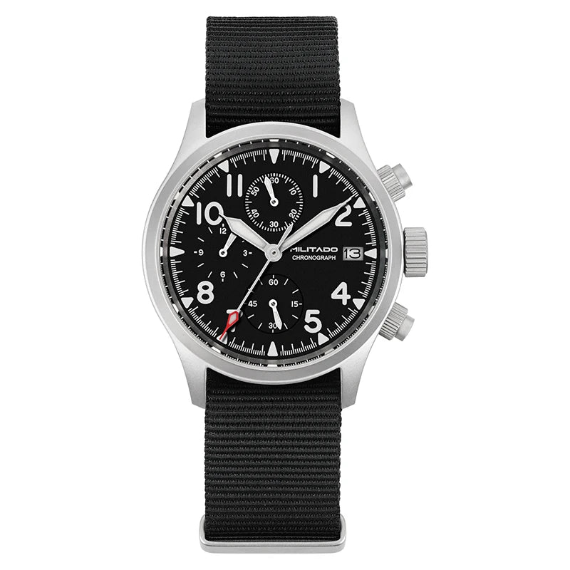 Militado ML1868KF Quartz Watch VK67 Chronograph Movement Military 3 Dial Vintage Watch 100m Waterproof Sapphire Crystal Watches