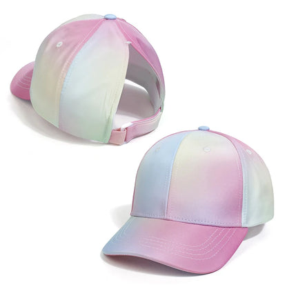 Hot High Ponytail Kids Hat Baseball Cap For Girls Boys Travel Sun Hat Adjustable Children Peaked Caps Hollow Back Ponytail Caps