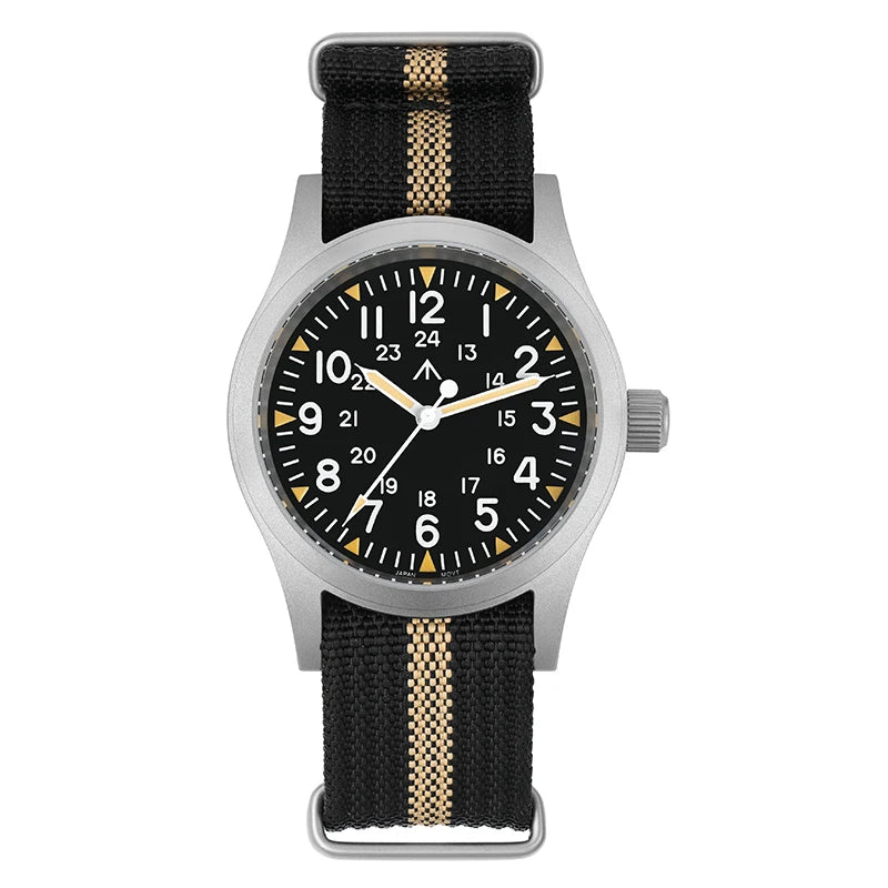 Militado ML05 Military Watch VH31 Sweep Quartz Movement Top Hat Domed Sapphire Crystal Vintage Watch 100m Waterproof Mens Watch