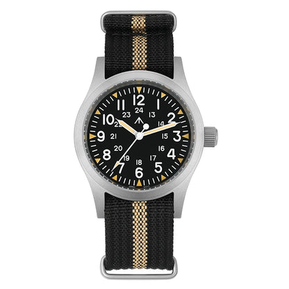 Militado ML05 Military Watch VH31 Sweep Quartz Movement Top Hat Domed Sapphire Crystal Vintage Watch 100m Waterproof Mens Watch