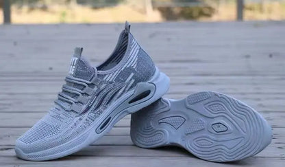Breathable Running Shoes Men's Sporty Casual Outdoor Travel Lightweight Rubber Outsole Flat Heel round Toe Knitted Mesh Upgraded