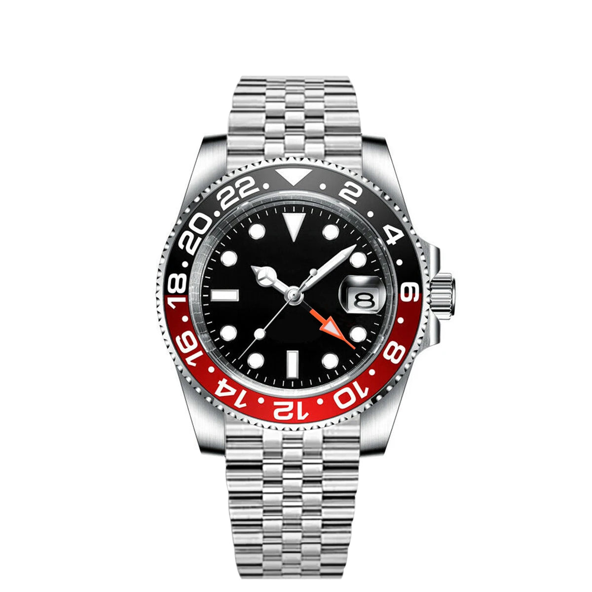 40MM Custom Logo New Men Quart Wristwatch Jubilee Stainless Quartz GMT Watch Sapphire Glass Men Watches Waterproof Luminous