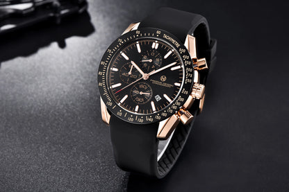 PAGANI DESIGN New 45mm Men Quartz Watch Rubber Belt Men's Luxury Watch Fashion Casual Sports Male Clock Relogio Maasculino