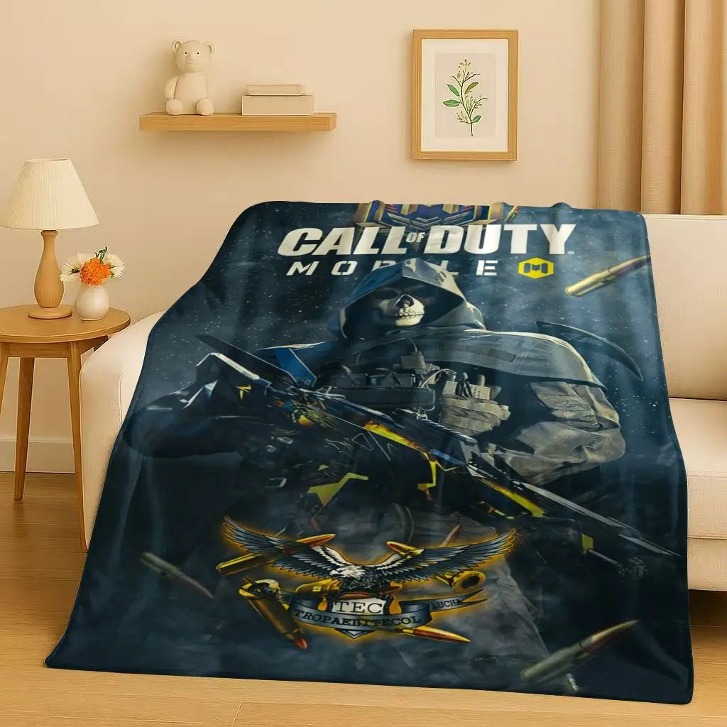 Classic Gun Game Call of Duty COD Ghost Simon Flannel Blanket,Ultra Soft Warm Plush Throw for Home Bedroom Bed Sofa Cover Kid