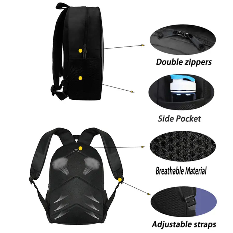 3Pcs Kids Backpack Set, Crossbody & Pencil Bag, FORTNITE Cartoon Bag, Lightweight for Boys Girls 6-10, Free 3D Printed Keychain