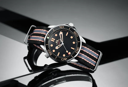 Automatic Mens Watch Mechanical Self Wind Movement Net Stainless Steel Nylon Strap Luxury Fashion Watches