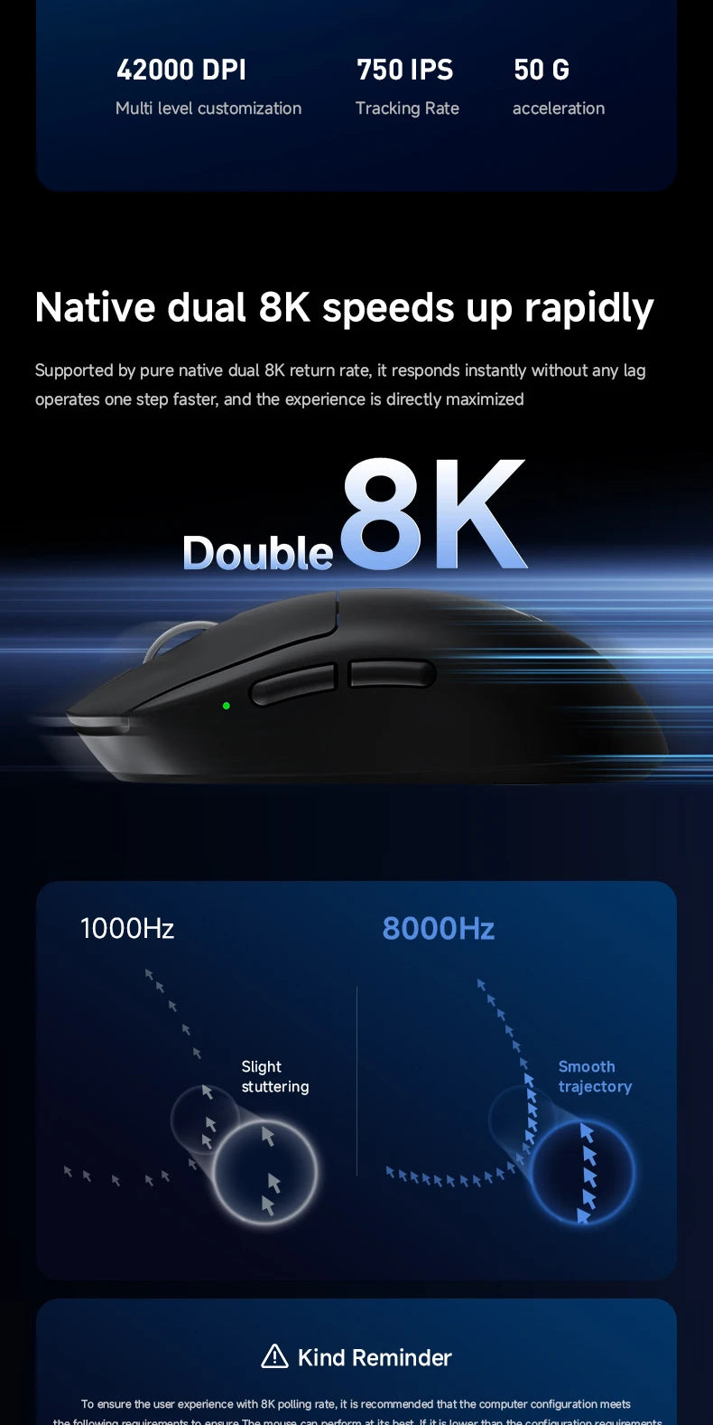 MCHOSE A7 V2 Ultra / Pro Lekka bezprzewodowa mysz gamingowa Dual 8000Hz PAW3950 TI 42000DPI dla graczy e-sportowych na PC