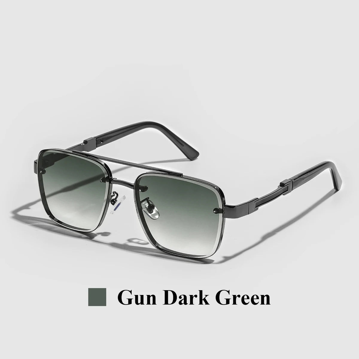 Ruiao Square Mens Designer Sunglasses Metal Frame Gradient Luxury Shades UV400 Rectangle Pilot Sun Glasses for Men