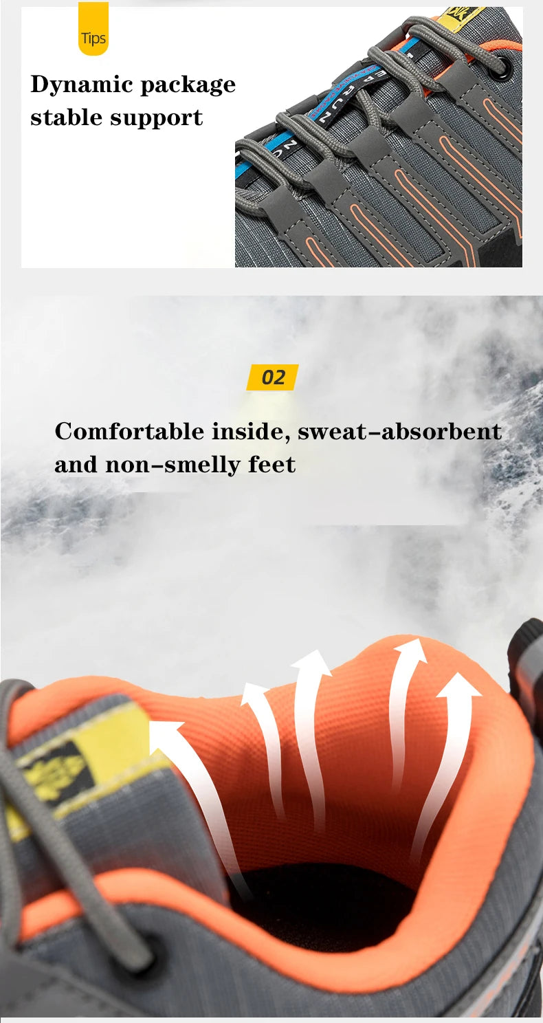 Men's Waterproof Hiking Shoes Outdoor Breathable Travel Walking Shoes Tactical Training Shoes Comfortable Lockless Cycling Shoes