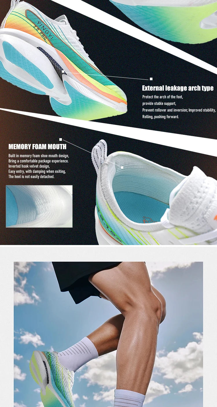 2025 IRUNSVAN SHADOW WING 2.0 PRO Sapatilhas de Corrida Desportivas de Maratona com Amortecimento Air Cushion, Placa de Carbono, Trail Running, Leves