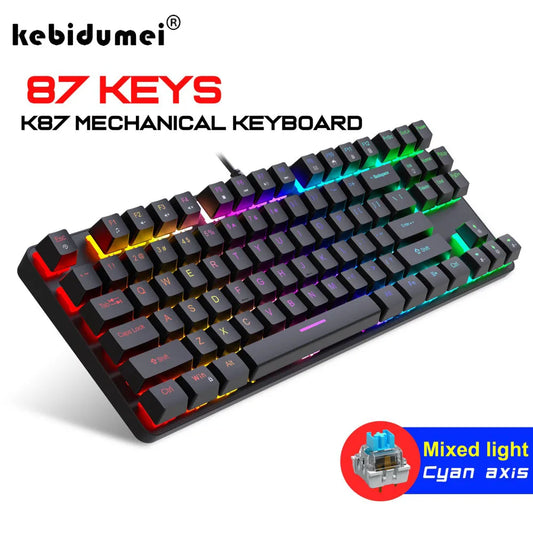 New Computer Keyboard Waterproof Portable Gaming Keyboard Backlit Ergonomics Colorful Keyboard Computer Accessories 87 Keys USB
