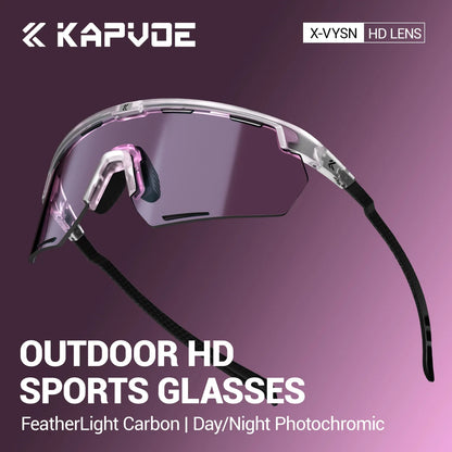 Kapvoe Real Carbon Fiber Cycling Glasses Sunglasses for Men Lightweight Photochromic UV400 MTB Bike Bicycle Sports Eyewear