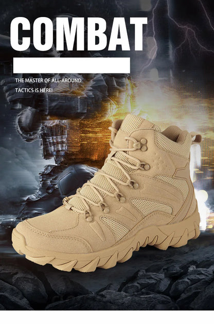Botas Táticas de Combate Melhoradas para Homem, Calçado Outdoor de Treino, Campismo, Antidesgaste, Resposta Rápida, Caminhada, Pesca e Caça
