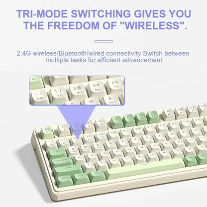 AULA S99 Spider Keyboard Membrane Keyboard Wireless Bluetooth Wired Three Mode RGB Gamer Keyboards Office Typing Mute 99 Keys