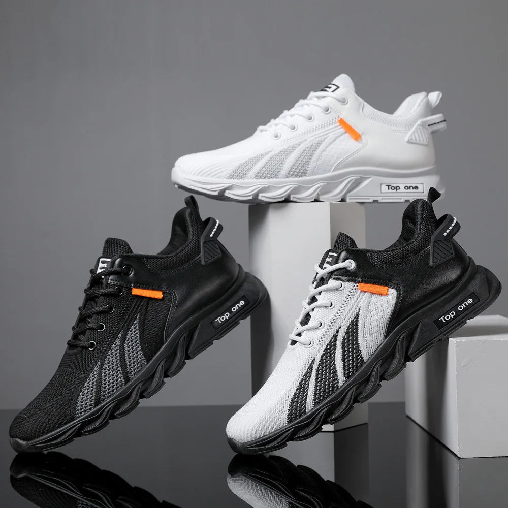 Modieuze herensneakers, casual schoenen van mesh, herenschoenen met veters, lichtgewicht gevulkaniseerde schoenen, wandelsneakers, Zapatillas Hombre