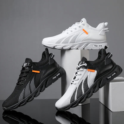 Modieuze herensneakers, casual schoenen van mesh, herenschoenen met veters, lichtgewicht gevulkaniseerde schoenen, wandelsneakers, Zapatillas Hombre