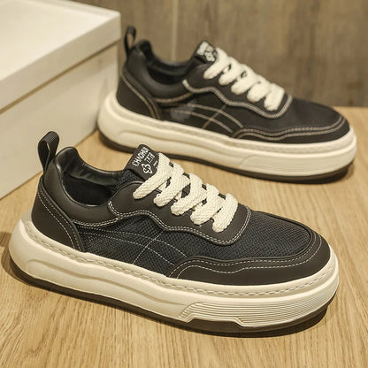 Sneakers da uomo ultraleggere in rete traspirante, scarpe casual alla moda con suola spessa, comode scarpe da ginnastica stringate per camminare tutti i giorni
