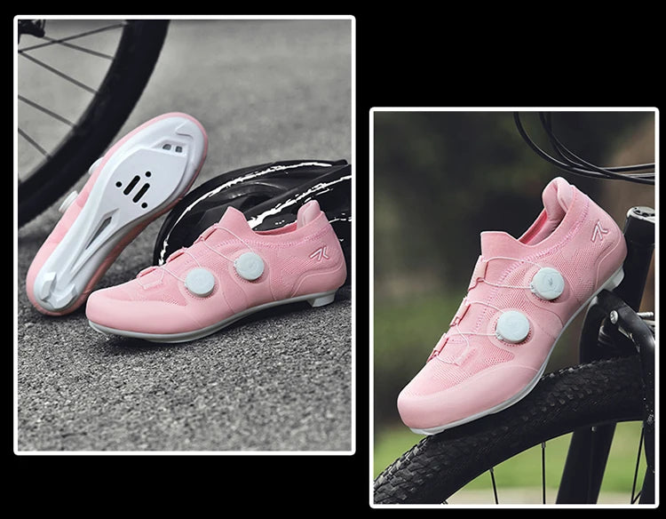 Cycling shoes road bike unisex, HsYixin breathable SPD self-locking non-slip racing road bike shoes flat MTB bicycle sneakers