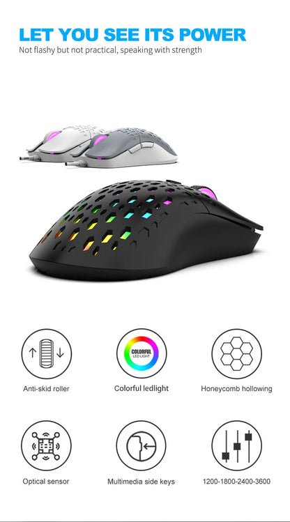OnePlus G701 Wired Gaming Mouse, 6-Button Honeycomb RGB Gaming Mouse for PC, Ergonomic USB Wired Gaming Mouse for Windows, macOS & Office Use