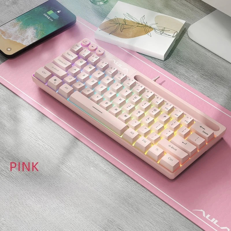 AULA F3061 Wired RGB Gaming Keyboard Membrane Keyboard 60% Gamer PC Keyboard USB Cute Keyboard