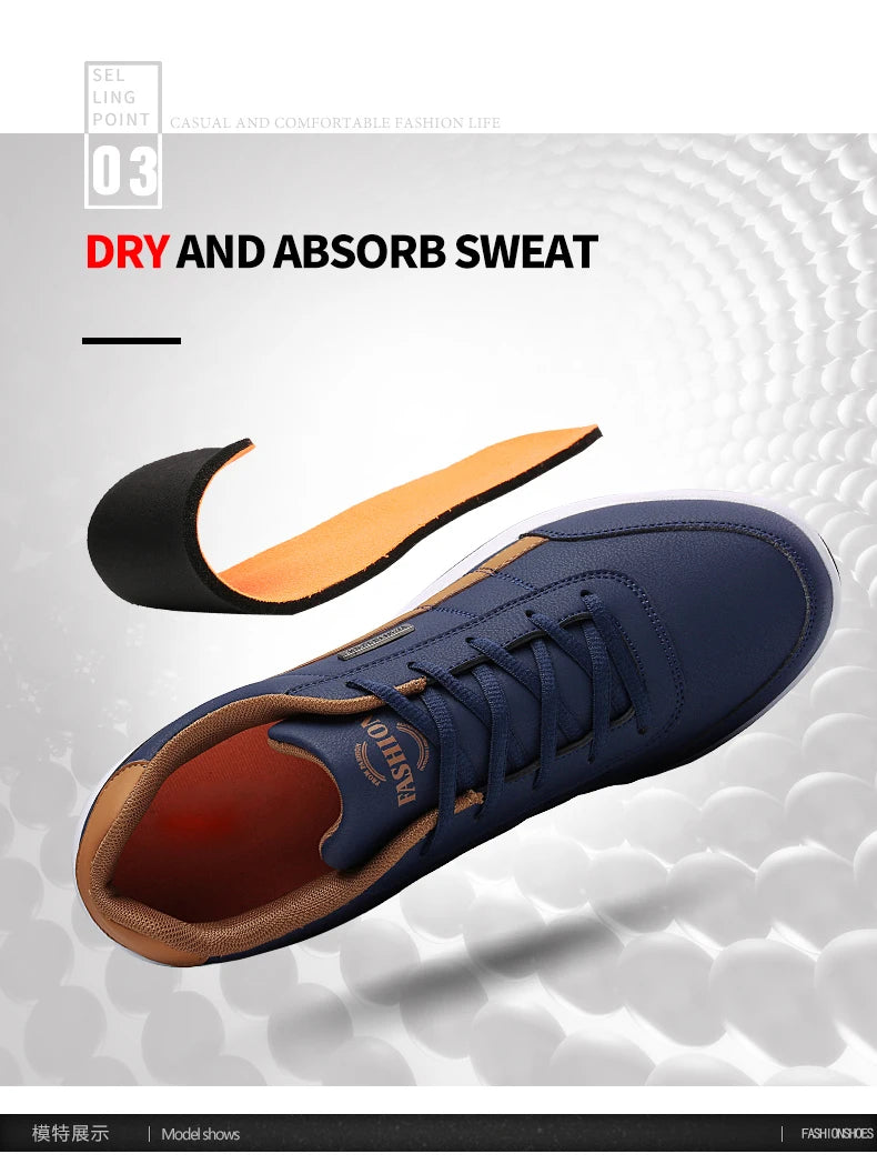 Sapatos para Homem YRZL Primavera Outono Impermeáveis, Ténis de Caminhada em Pele para Lazer e Desporto Masculino, Calçado Antiderrapante para Homem