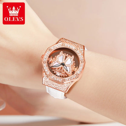 OLEVS 9996 Watch Elegant  Luxury Woman Skeleton Quartz Watch Scale Waterproof Luminous Diamond Dial Ladies Watch Gifts Original
