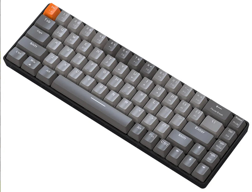 FREEWOLF K68 Mechanical Keyboard, Bluetooth Wireless, Blue and Red Switches, Hot-swap, Small Size Mini Keyboard