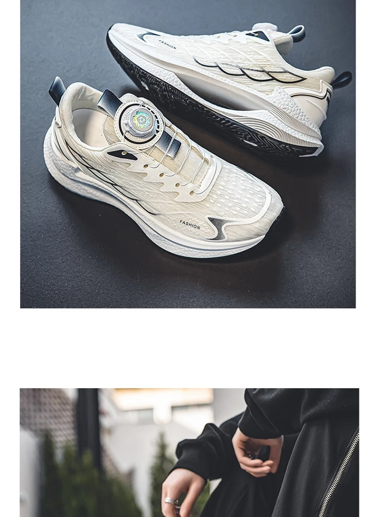 Letnie, oddychające, codzienne buty sportowe dla mężczyzn, nowe, modne i wszechstronne buty do biegania z oddychającą siateczką i obrotową klamrą, odpowiednie do uprawiania sportów na świeżym powietrzu i do codziennego noszenia