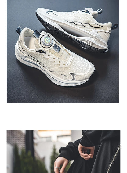 Letnie, oddychające, codzienne buty sportowe dla mężczyzn, nowe, modne i wszechstronne buty do biegania z oddychającą siateczką i obrotową klamrą, odpowiednie do uprawiania sportów na świeżym powietrzu i do codziennego noszenia