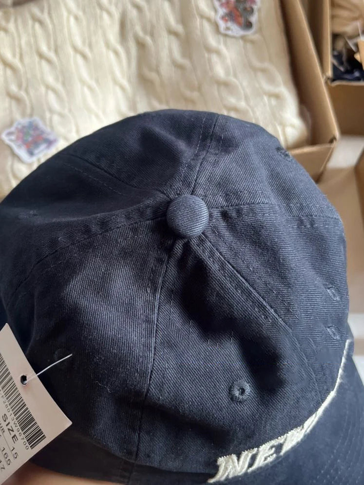 Betűhímzéses Y2k baseball sapka nőknek, négy évszakra alkalmas, Harajuku-stílusú napellenzővel, női, sötétkék, amerikai vintage utcai divat, pamut sapkák