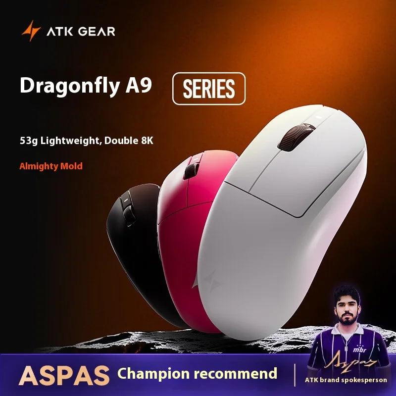 Rato Gaming Sem Fios ATK A9 Plus A9/A9 SE/A9 Pro Tri-Mode 8K Leve A9 Ultimate E-sports PC Presente Personalizado