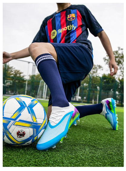 New Men Football Boots Cleats Shoes Soccer Long Spikes FG Ultralight Training Soccer Shoes Non-Slip Outdoor Match Drop Shipping