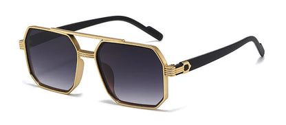 Trendy Women Luxury Polygonal Sunglasses Double Beam Men Metal Sunglass Outdoor Driving Shade Unisex