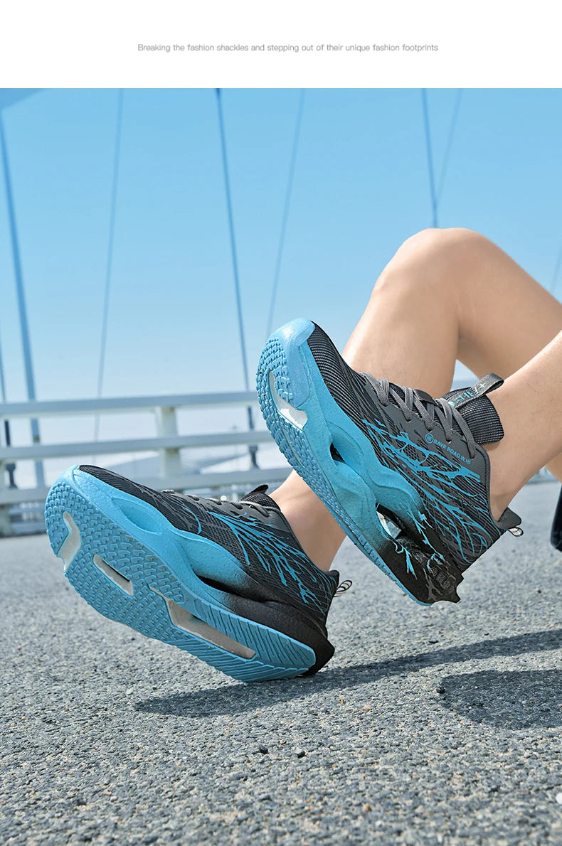 Men Women Ultra Light Carbon Plate Running Shoes Breathable Mesh Upper Soft Midsole Rubber Outsole for Running Training Sneakers
